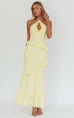 NADIA HALTER MAXI DRESS - LEMON YELLOW