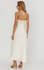 LUMIÈRE HALTER MAXI DRESS - BUTTER YELLOW