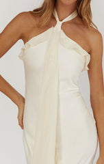 LUMIÈRE HALTER MAXI DRESS - BUTTER YELLOW