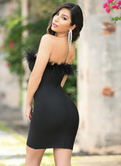 Sochi Mini Dress - Black Feather - FINAL SALE