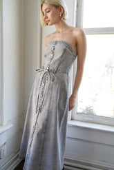 SECRET CRUSH - GREY - ACID WASH DENIM DRESS