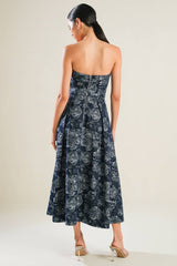 EVOLVING REFLECTIONS - JACQUARD DENIM MIDI DRESS