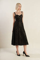 TIFFANY BLACK LACE MIDI DRESS
