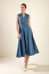 Size Medium, THE GENEVIEVE DENIM MIDI DRESS - FINAL SALE