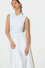 Size Medium, NORTH EAST MIDI - White Cotton Pintuck Midi Shirt Dress - FINAL SALE