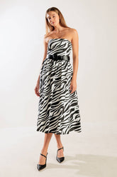 Size Large, NOT SO ORDINARY – ZEBRA PRINT WOVEN MIDI DRESS - FINAL SALE