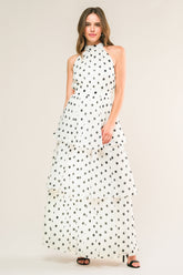 PRETTY IN POLKA DOTS - HALTER MAXI DRESS