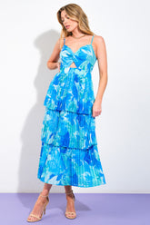 TAKE A VACATION OCEAN BLUE MIDI DRESS