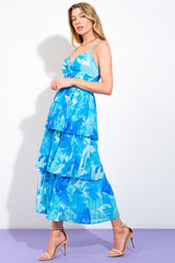 TAKE A VACATION OCEAN BLUE MIDI DRESS