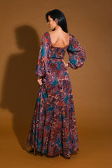 MERLOT MAXI DRESS - WINE & TEAL PAISLEY
