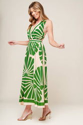 SWEPT ME OFF MY FEET - CROSS BACK MIDI DRESS - GREEN