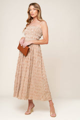 VALHALLA BROWN STRIPED MIDI DRESS