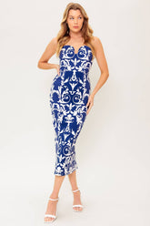 WHERE MY HEART IS - NAVY & WHITE MIDI DRESS