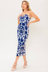 WHERE MY HEART IS - NAVY & WHITE MIDI DRESS