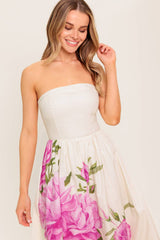 CAUGHT IN THE BREEZE STRAPLESS FLORAL MAXI DRESS