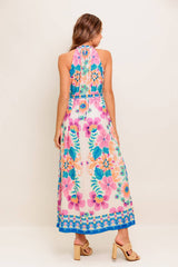ELARA FLORAL HALTER MAXI DRESS