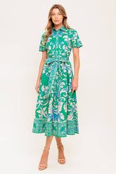 SUMMER BOUQUET SHIRT DRESS - GREEN