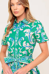 SUMMER BOUQUET SHIRT DRESS - GREEN