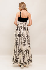 PALM PARADISE MAXI DRESS - TAUPE & BLACK