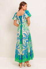 MADDISON MAXI DRESS - GREEN & BLUE