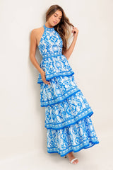 MALLORY TIERED MAXI DRESS - BLUE