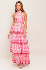 MALLORY TIERED MAXI DRESS - FUCHSIA