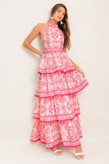 MALLORY TIERED MAXI DRESS - FUCHSIA