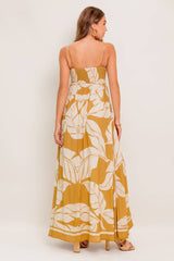 MEREDITH MAXI DRESS - LEAF PRINT