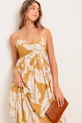 MEREDITH MAXI DRESS - LEAF PRINT