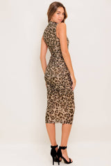 WILD INSTINCT LEOPARD MESH MIDI DRESS