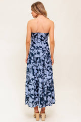 SMILES ARE CONTAGIOUS MIDI DRESS - NAVY BLUE