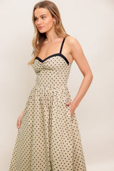 POLKA PASSION MAXI DRESS - TAUPE