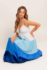 CRUISE MODE MIDI DRESS - BLUE COLOR BLOCK