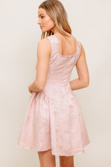 JAX JACQUARD SATIN MINI DRESS - BLUSH