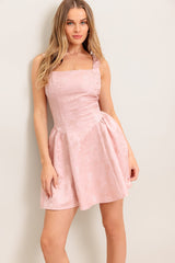 JAX JACQUARD SATIN MINI DRESS - BLUSH