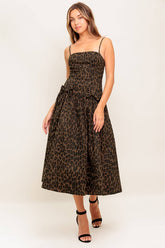SAVANNAH MIDI DRESS - LEOPARD PRINT
