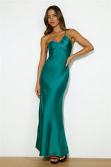 Jessica Satin Maxi Dress - Forest Green