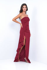 Marie Strapless Maxi Dress - Burgundy