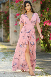 Size XS, Kari Wrap Maxi Dress - Pink Floral - FINAL SALE