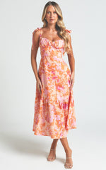 Size XS, Lori Midi Dress- Orange - FINAL SALE