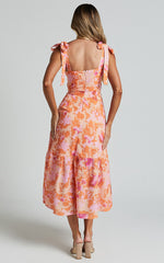 Size XS, Lori Midi Dress- Orange - FINAL SALE