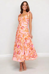 Size XS, Lori Midi Dress- Orange - FINAL SALE