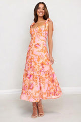 Size XS, Lori Midi Dress- Orange - FINAL SALE