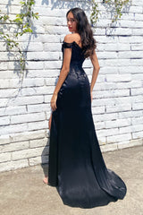Rosaline Gown - Black - FLORAL OFF THE SHOULDER GOWN