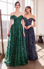 Veronica Gown - Glitter Print Long A-line Dress