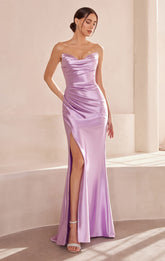 Micah Maxi Dress - Strapless Satin Dress with Gathered Detail