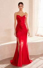 Micah Maxi Dress - Strapless Satin Dress with Gathered Detail