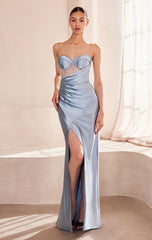 Sadie Maxi Dress - Strapless Sweetheart Corset Satin Dress