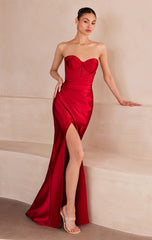 Sadie Maxi Dress - Strapless Sweetheart Corset Satin Dress