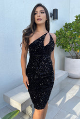 Venice Midi Dress - Black Sequin Dress - FINAL SALE